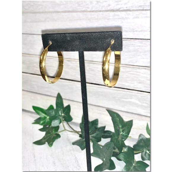 Gold Plated Snap Post Hoop Earrings EUC - Picture 5 of 5